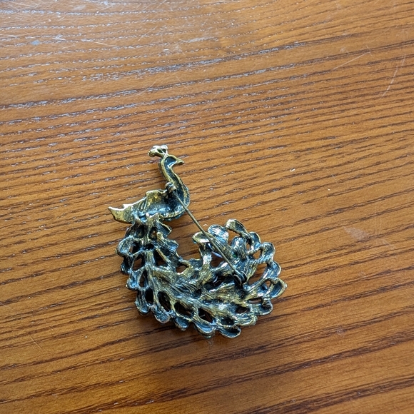 Vintage Colorful Rhinestone Peacock Brooch - Picture 3 of 5